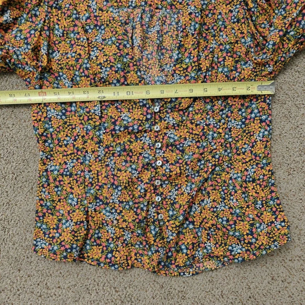 Free People Picnic Party Top Floral Button Front Puff Sleeve V-Neck Large L